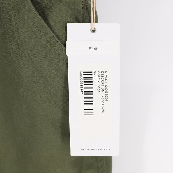 NWT SATURDAYS NYC Men's Sigrid Overalls Cotton Canvas Sage Green Size S - Picture 6 of 14